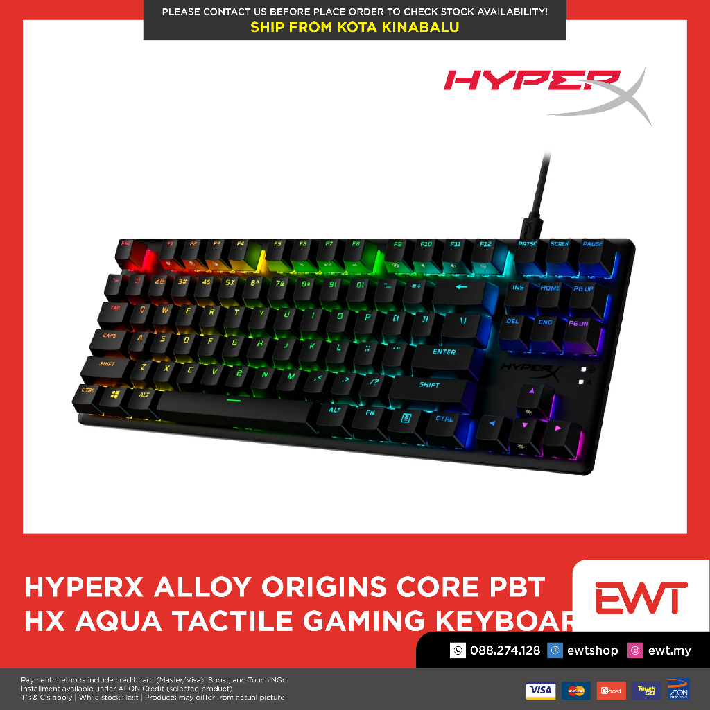 HyperX Alloy Origins Core PBT HX Red/HX Aqua - Mechanical Gaming ...