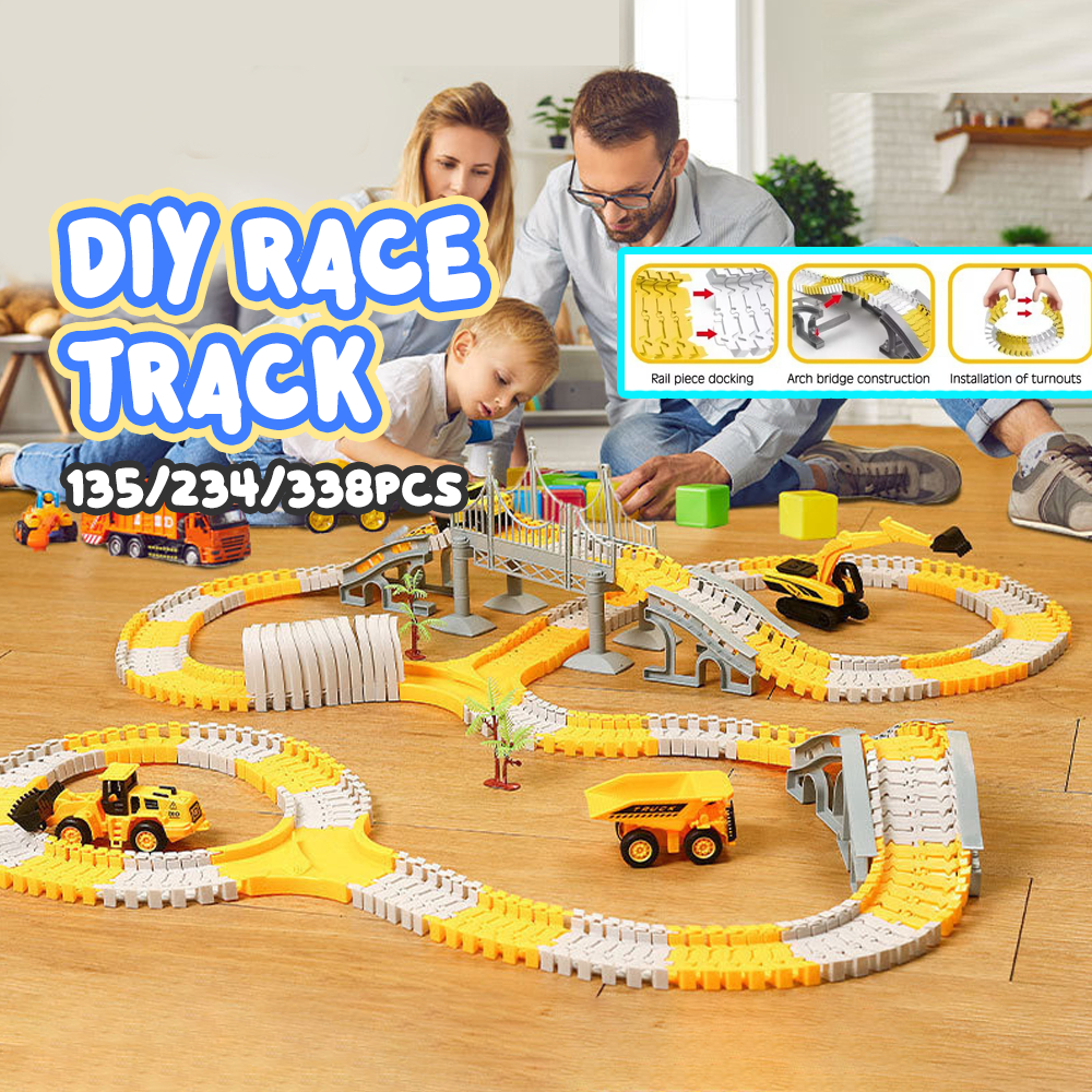 Realeos Construction Race Tracks for Kids Boys Toys Car Toy Flexible ...