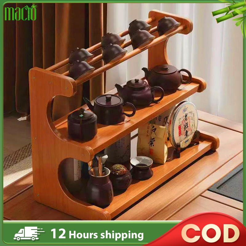 【Lifetime Warranty】Bamboo Storage Rack kitchen Rack 2/3 Layers Cup ...