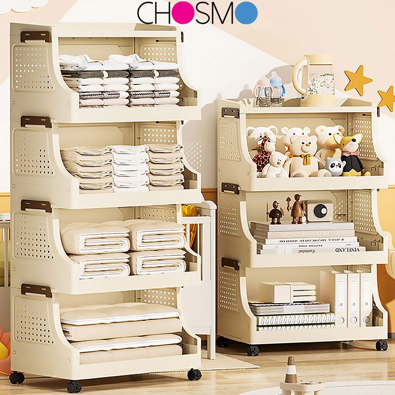 Folding Storage Cabinet Snack Rack Bedside Table Multi-layer Dustproof ...
