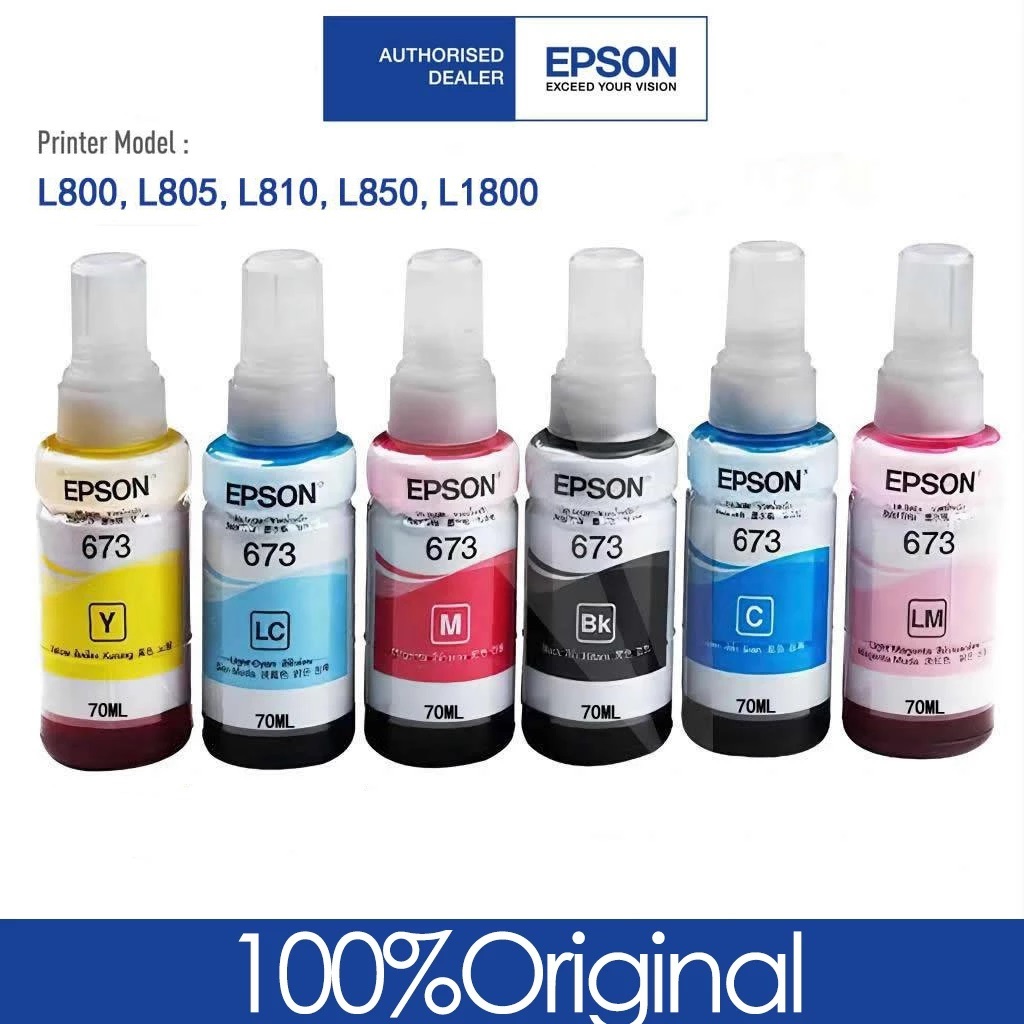 Epson Original Ink 673 ( T6731 / T6732 / T6733 / T6734 ) L800 L805 L850 ...
