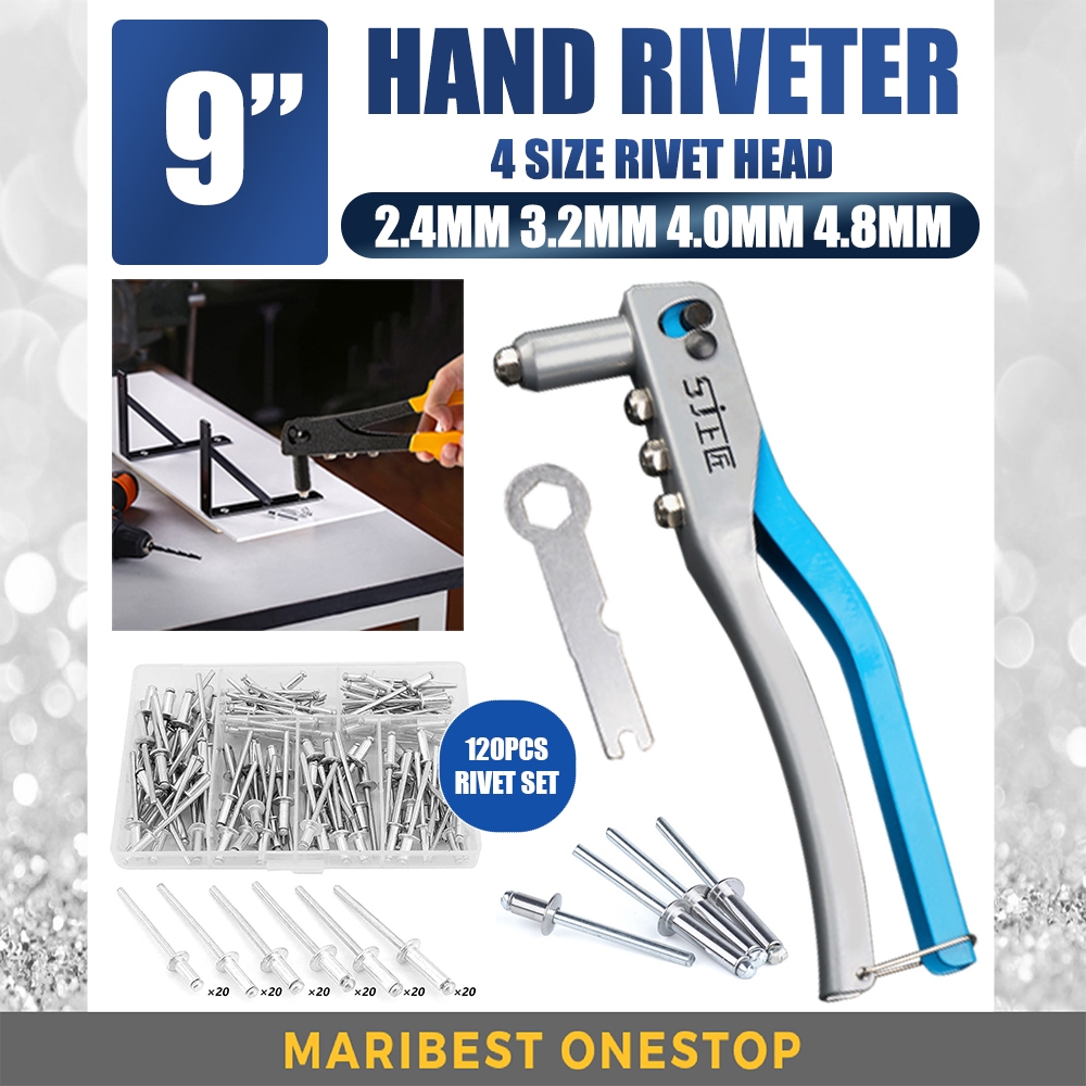 [ SS89119 ] 9INCH HAND RIVETER HEAVY DUTY MANUAL RIVETER GUN WITH 50PCS ...