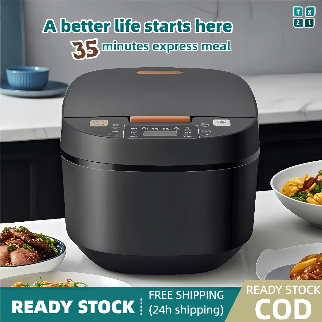 5-6L Big Rice Cooker Black Smart Screen periuk nasi elektrik Non-Stick ...
