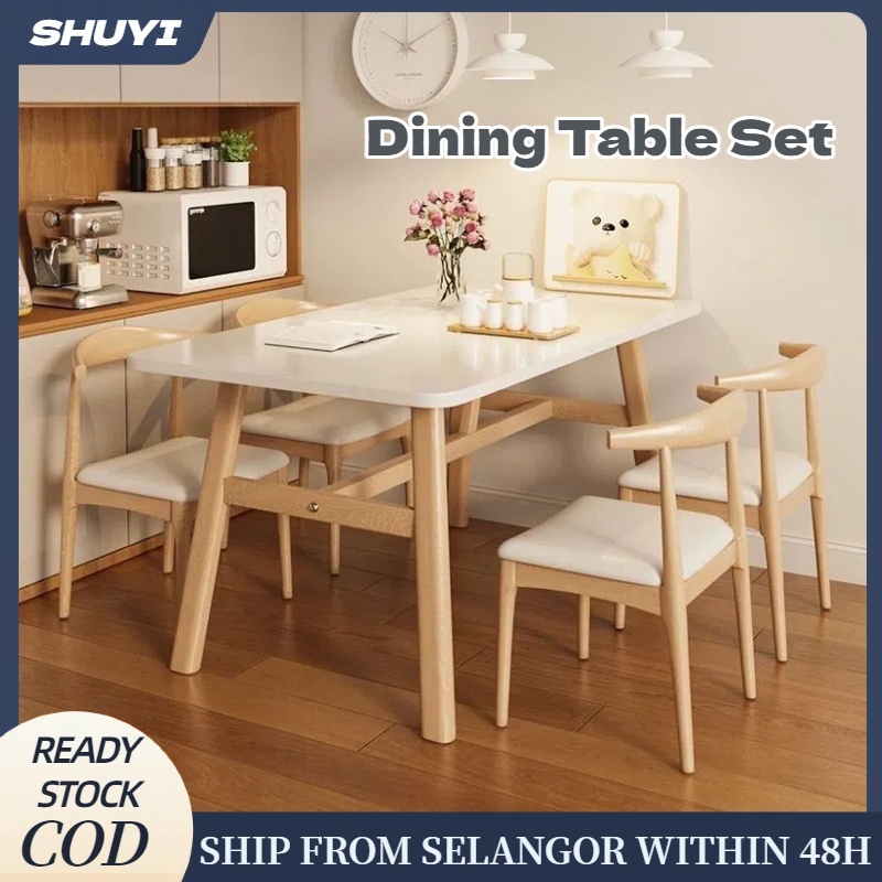 120CM Wooden Dining Table Set Simple Leisure Fast Food Restaurant Ikea ...