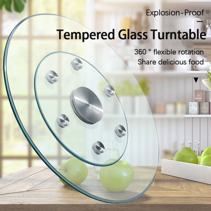 🔥New🔥Tempered Glass Rotating Top Table Turn Top Dining Table Top ...