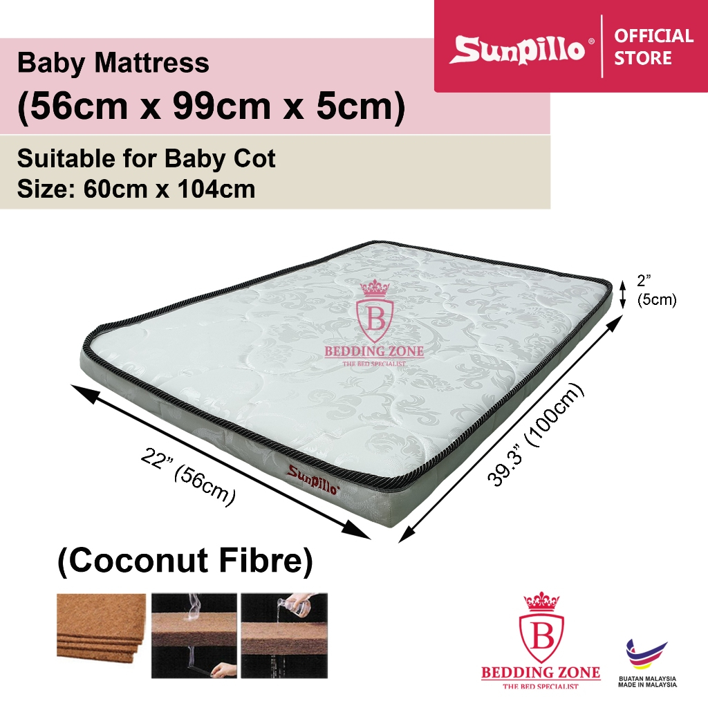 Baby Cot Mattress (Coconut Fibre) Mattress Size 56cm x 100cm (suitable ...