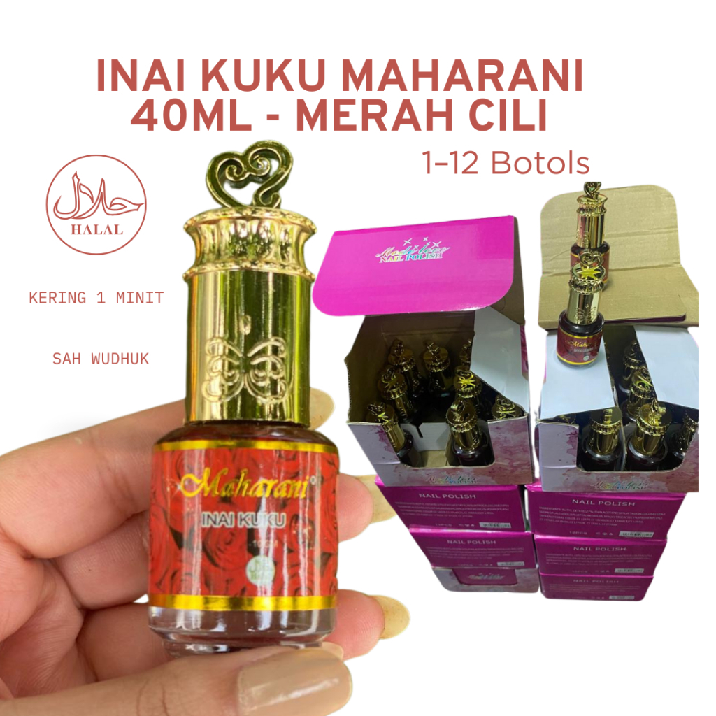 Inai Kuku Maharani 10ML – Merah Cili, Kering 1 Minit | Bundle 1–8 Botol ...
