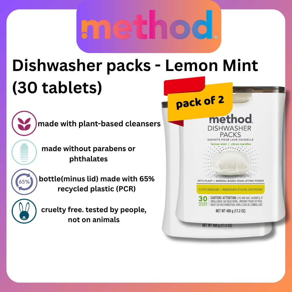 [BUNDLE] method Dishwasher Detergent Tablets Lemon Mint - 30 Counts ...