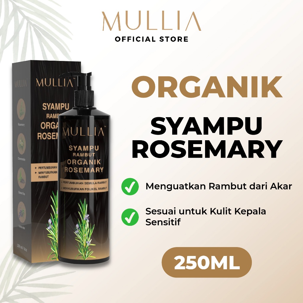 Mullia Syampu Rambut Organik Rosemary 250ml dgn Essential Oil utk ...