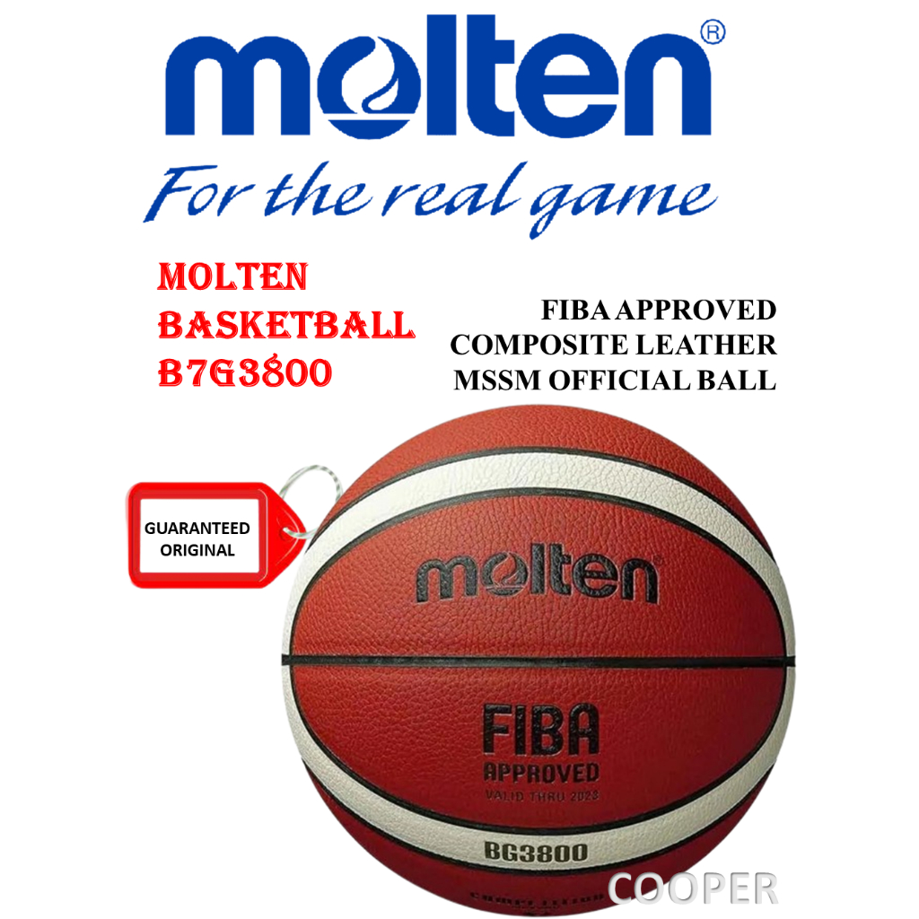 Pallacanestro Molten BG3800 Approvato FIBA - Per Interni, Pelle Composita, Taglia 7, 6 O 5, Ideale Per Allenamenti E Partite