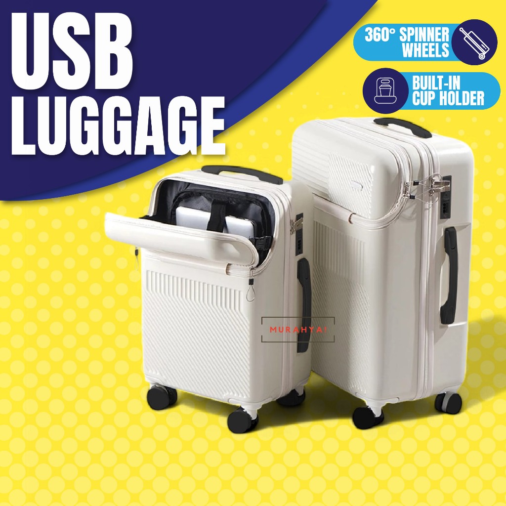 Luggage USB Suitcase Port 20 24 26 inch Suitcase Luggage Boarding