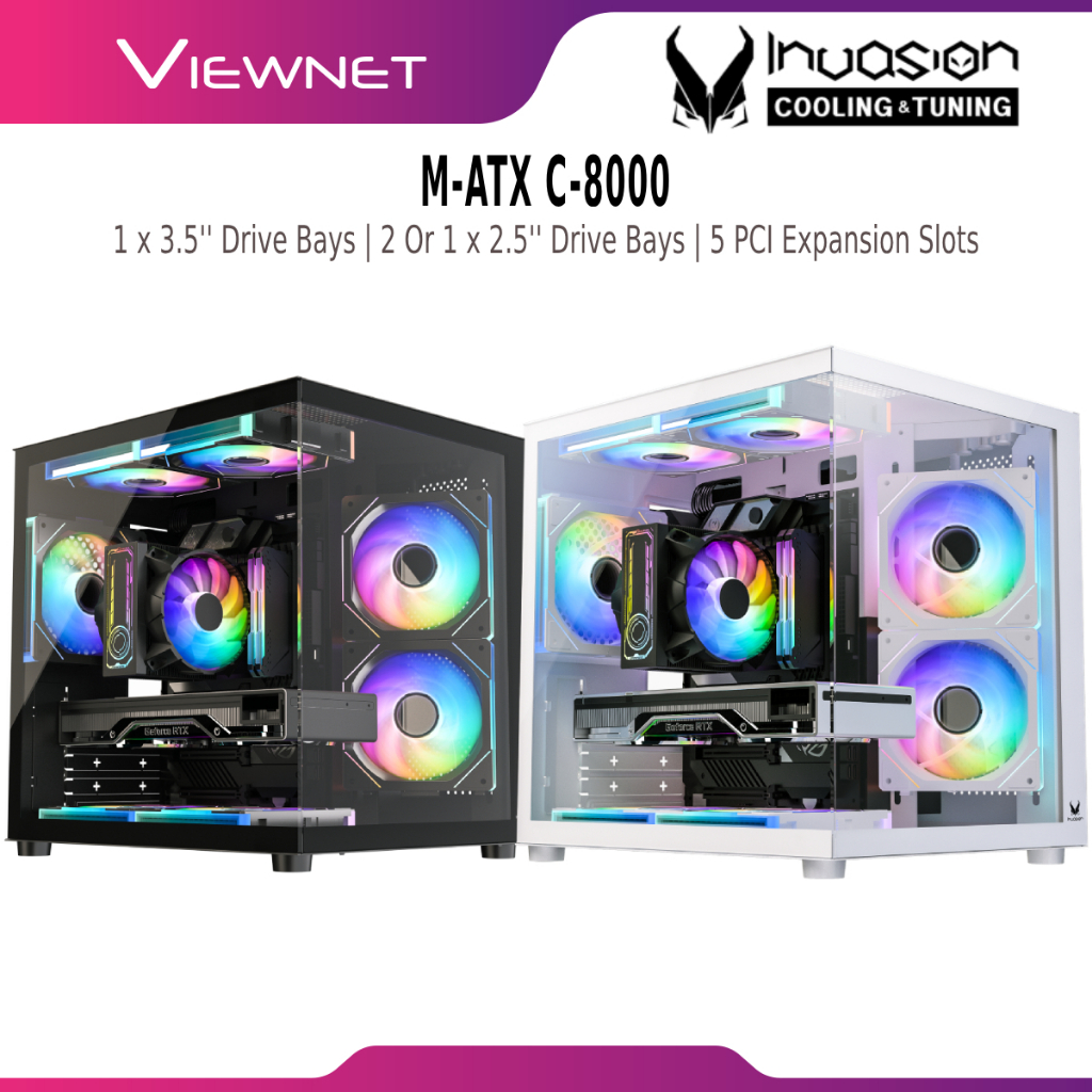 INVASION M-ATX C-8000 TG GAMING CASE ONLY NO FAN WITH 5 PCI EXPANSION ...