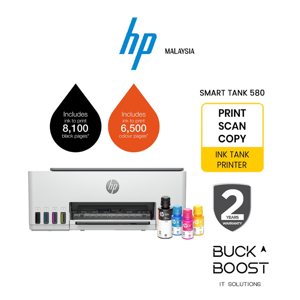 HP Smart Tank 580 Wireless All-In-One Printer with ORIGINAL INK ...