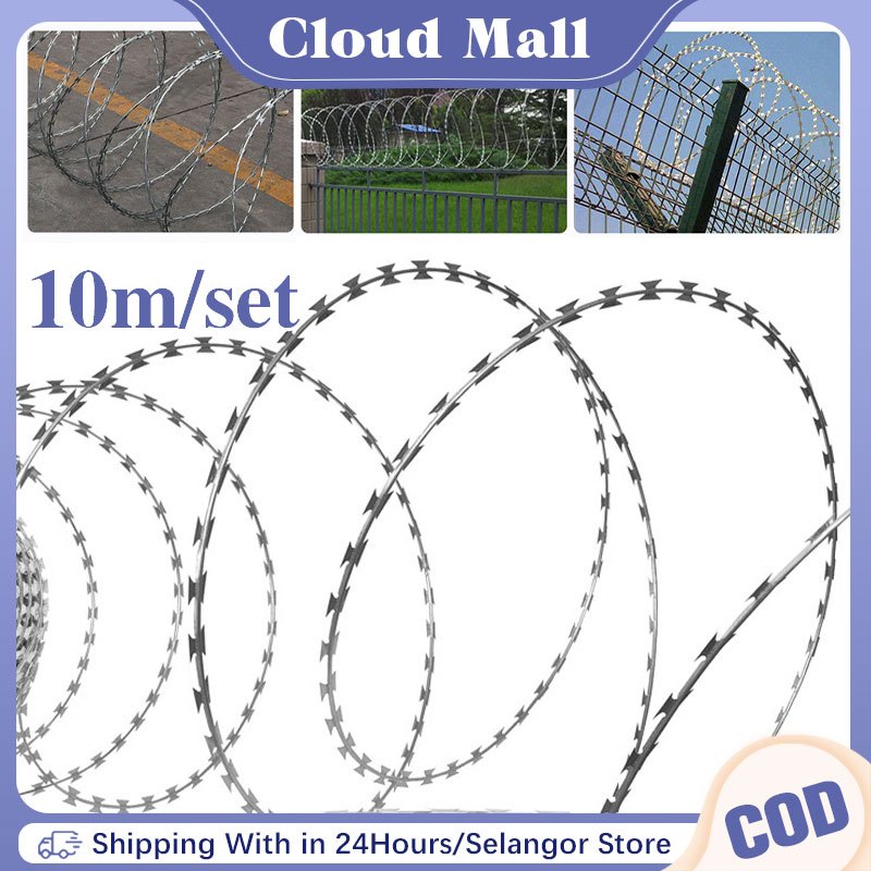 Razor Barbed Wire 10M Jenis Lurus Dawai Kawat Pagar Berduri Razor Wire ...