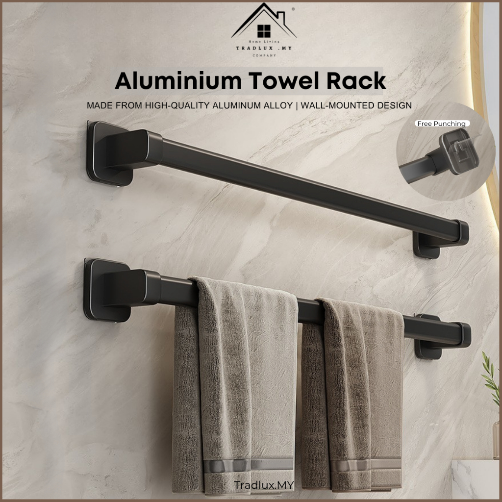 Aluminium Towel Rack Bar Holder Bathroom Slipper Holder Wall-Mounted ...