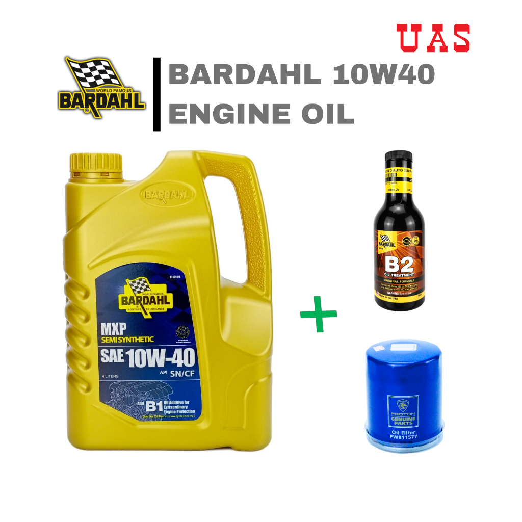 BARDAHL 10W40 4L MXP SEMI SYNTHETIC SAE ENGINE OIL + PROTON OIL FILTER ...