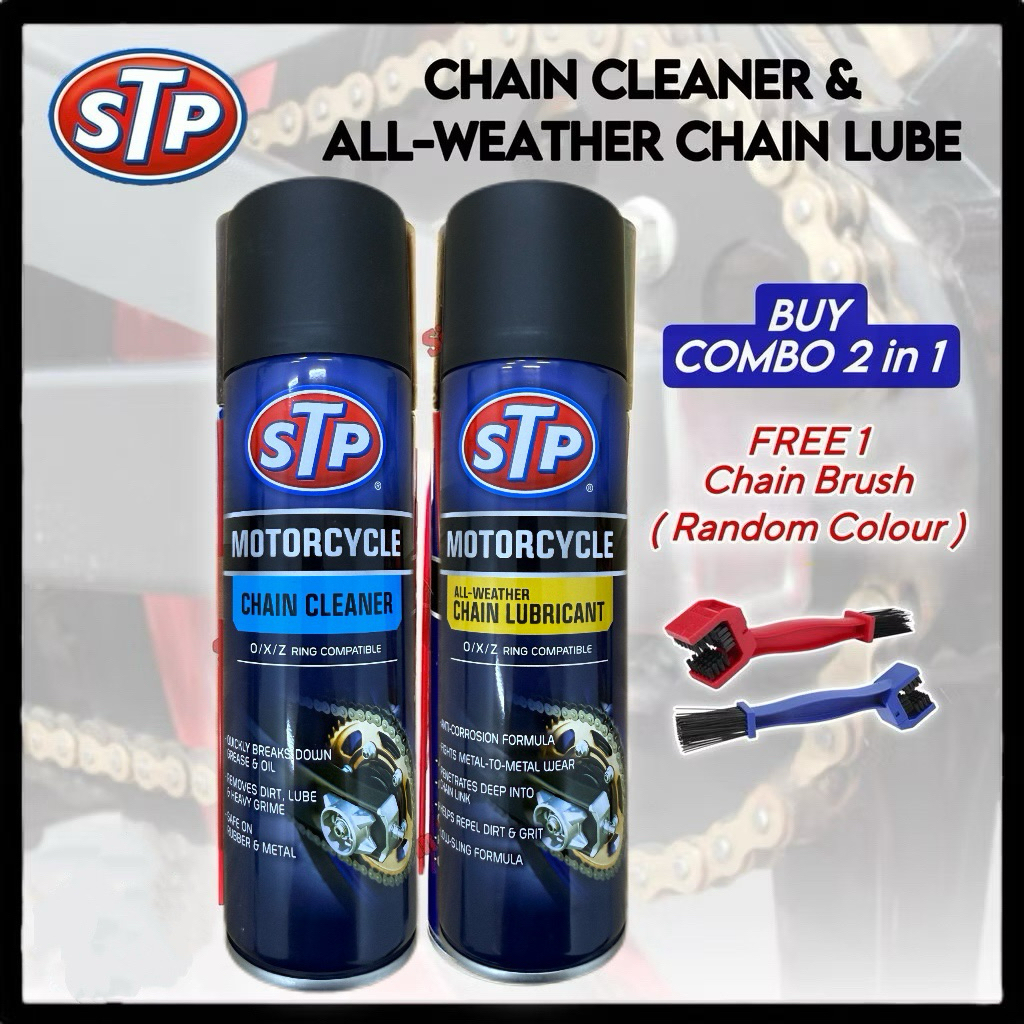 STP SPRAY CHAIN CLEANER / ALL-WEATHER CHAIN LUBE 240ML SPRAY PEMBERSIH ...