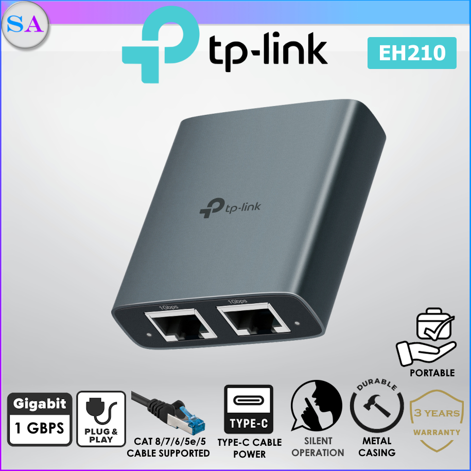 TP-Link EH210 Gigabit Ethernet-Splitter - 1000 Mbit/s - 1 In, 2 Uit - Aluminium Behuizing - Plug & Play - Compatibel Met Cat 8/7/6/5e/5