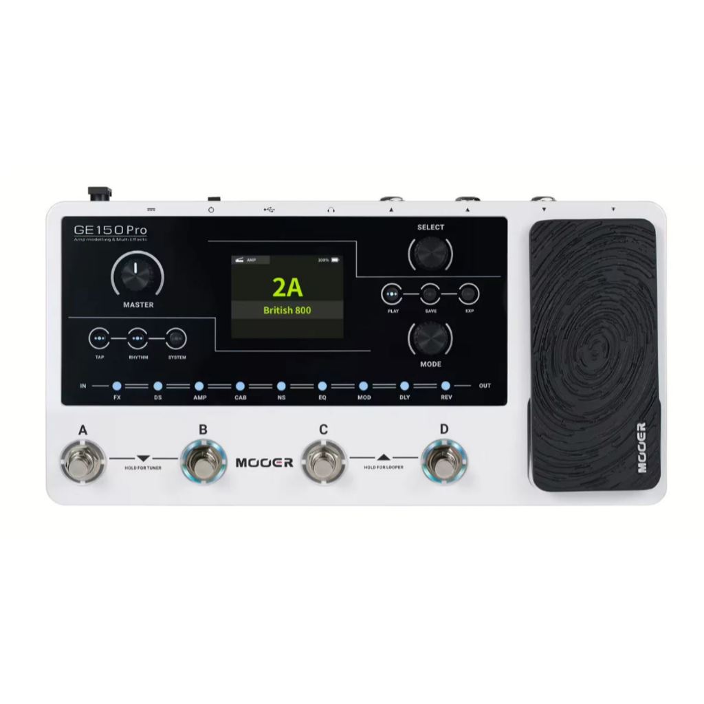 MOOER GE150 Pédalier Multi-Effets Guitare Amp Modelling 55 Amps 200 Presets