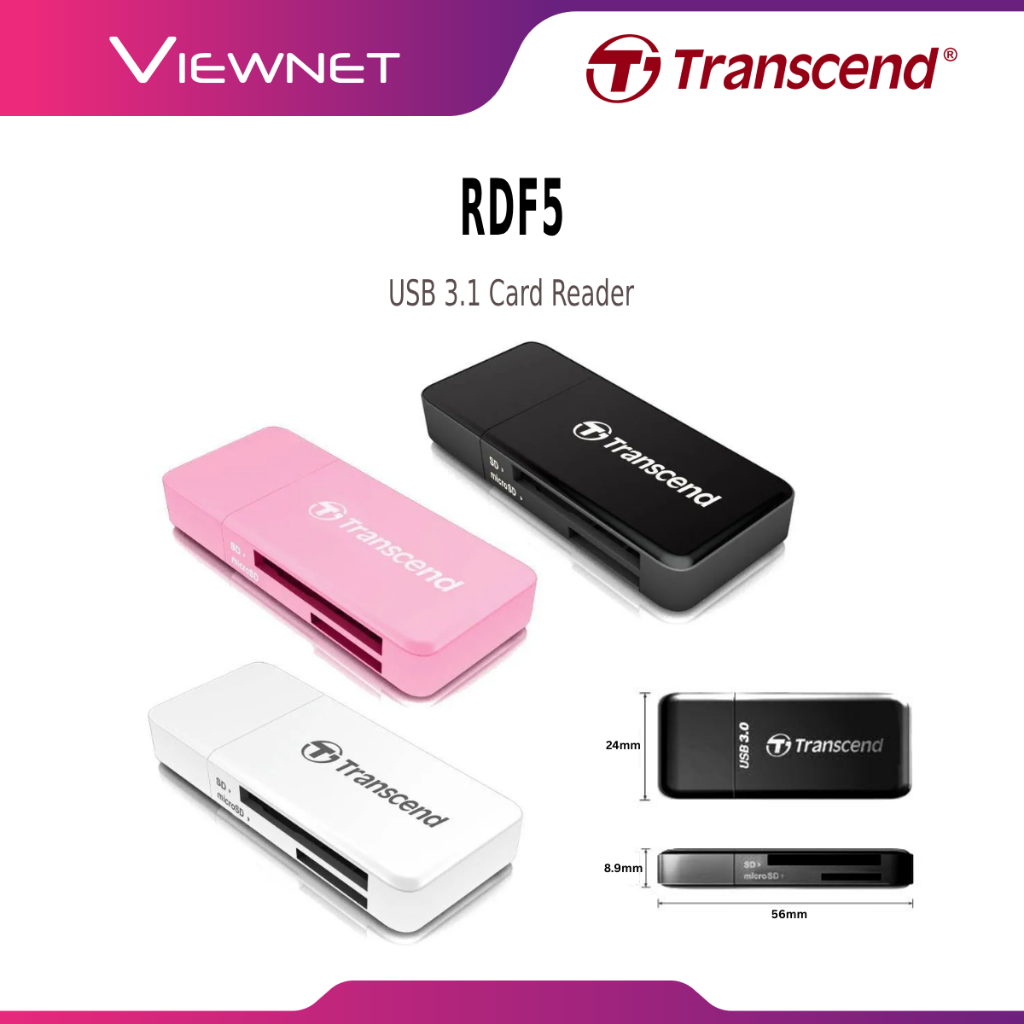 TRANSCEND RDF5 USB 3.1 GEN USB TYPE-A CONNECTOR CARD READER FOR SD ...