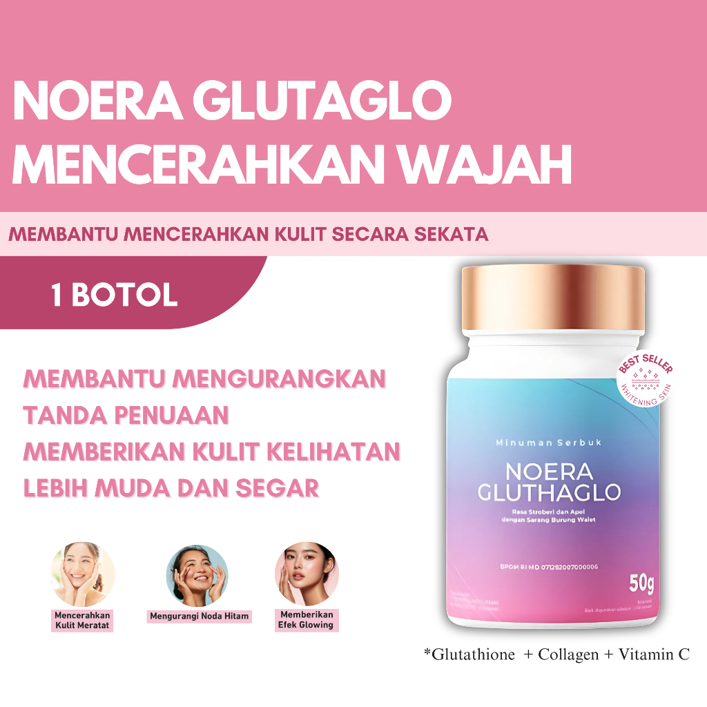 Noera Glutaglo Whitening Glutathione Radiance Whitening Booster Minuman Pemutih Kulit Seluruh Badan