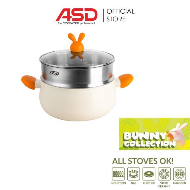 ASD Bunny Collection Stock Pot + Stainless Steel Steamer - (24cm) / HP ...