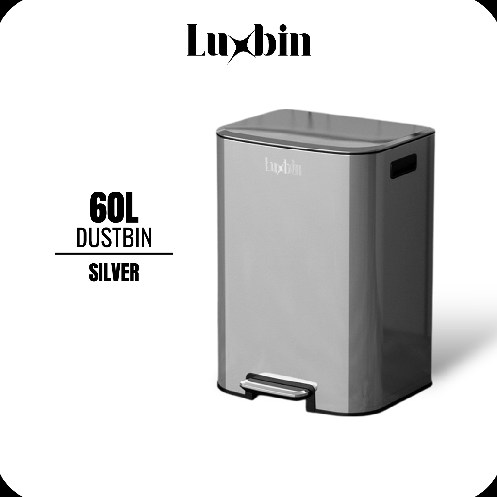 Dustbin Kitchen Large 60L Tong Sampah Dapur Besar 60 liter Stainless ...