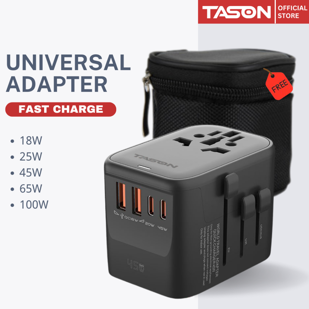 TASON Universal Adapter Travel International Adapter Plug Universal ...