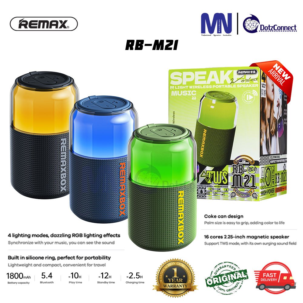 Remax RB-M21 V5.4 Bluetooth RGB Light TWS Wireless Lighting Portable ...