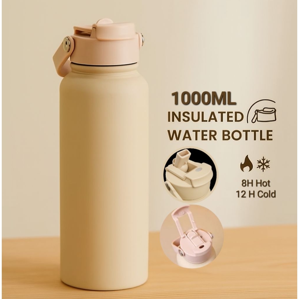 1000ML tumblr bottle stainless steel 2-ways to drink Insulated Water ...