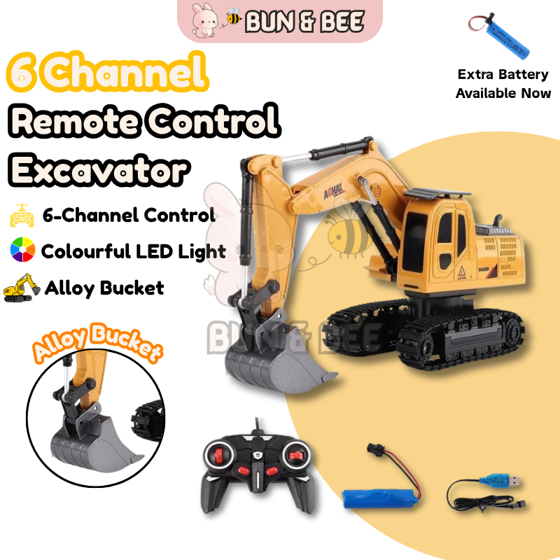 6 Channel Remote Control Excavator Toys Alloy Bucket Remote Control ...