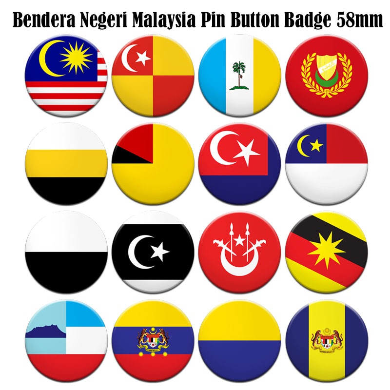 Bendera Malaysia & Bendera Negeri-Negeri Lain States Flag Pin Button ...