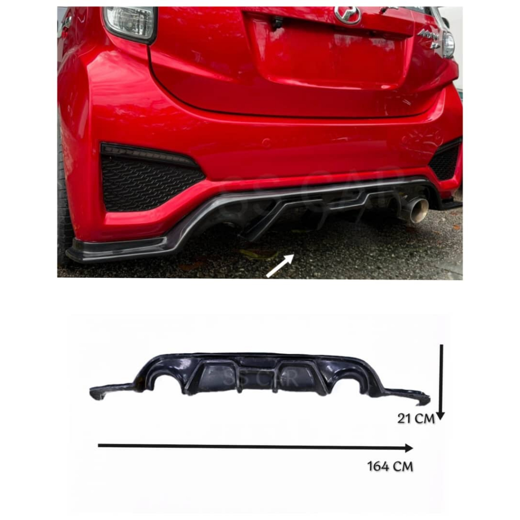 PERODUA MYVI 2015 LAFIGA - REAR DIFFUSER - MATERIAL FIBRE- WITHOUT ...