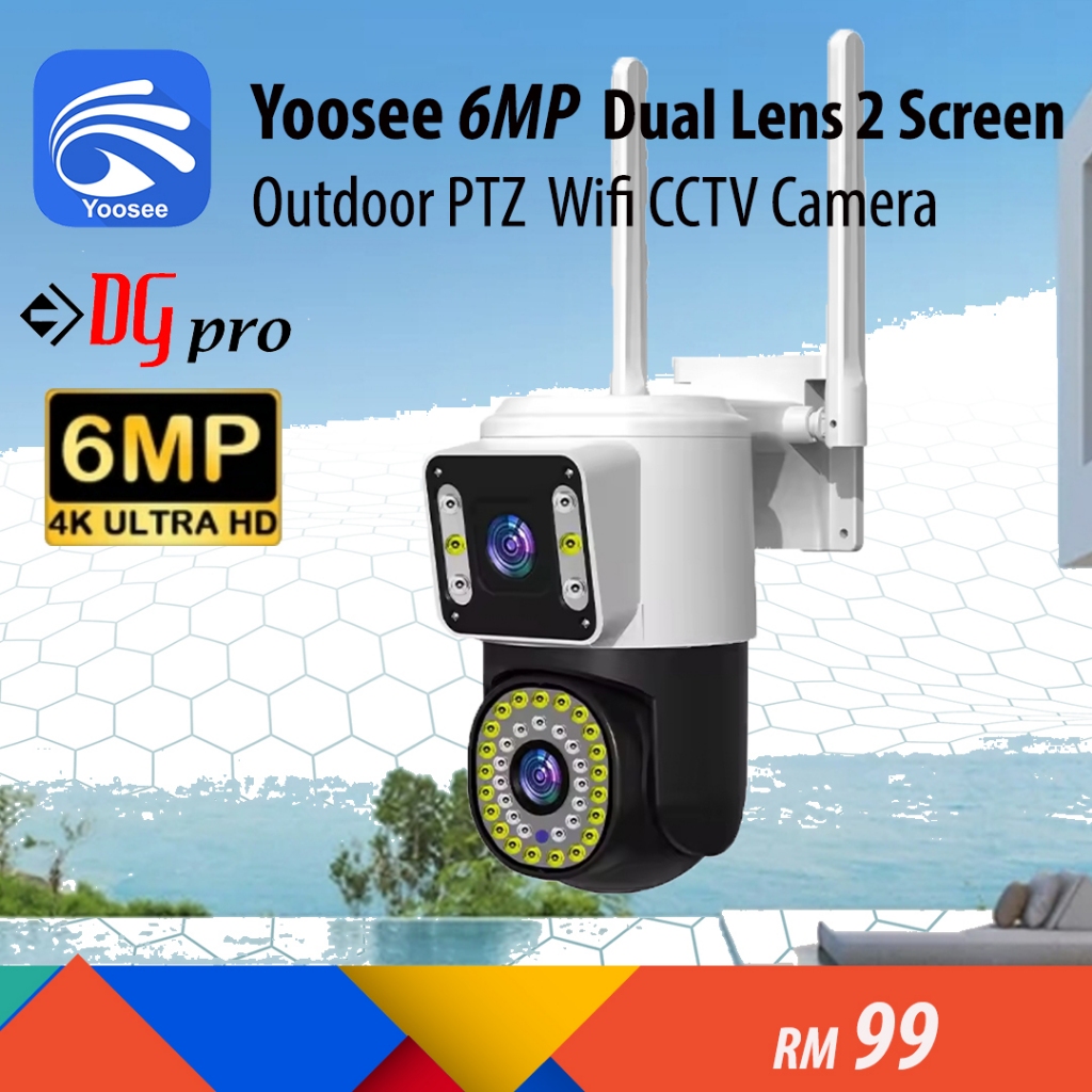 YOOSEE 6MP Wifi Dual Lens / Double Image Outdoor PTZ 360 Rotation ...