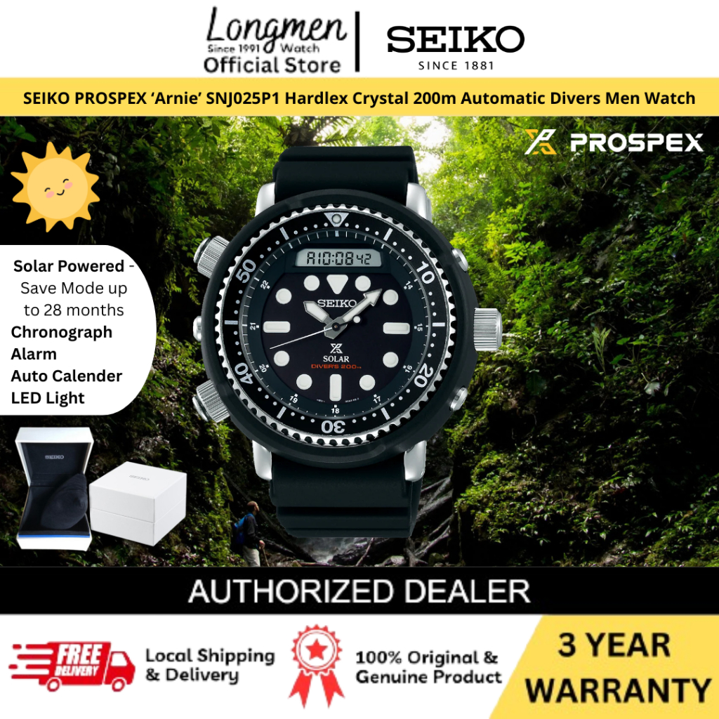 [Klang Longmen] SEIKO Prospex 'Arnie' SNJ025P1 Solar Analogue Digital ...