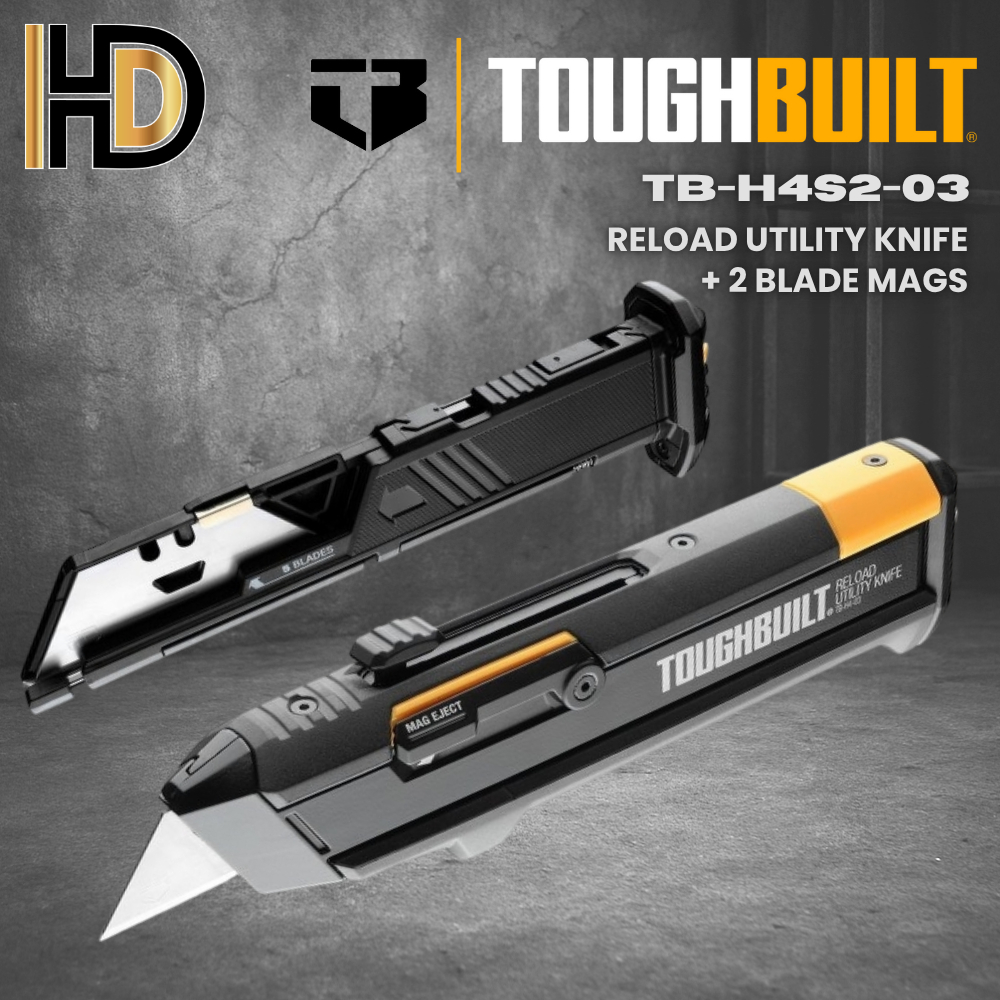 TOUGHBUILT Reload Utility Knife + 2 Blade Mags / Heavy Duty Reload ...