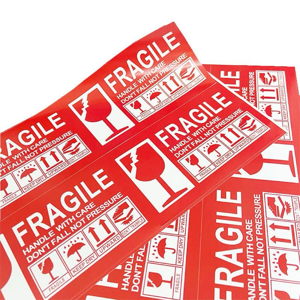 Stok Tersedia (100 pcs) FRAGILE Stiker 90mm x 50mm Fragile Sticker ...