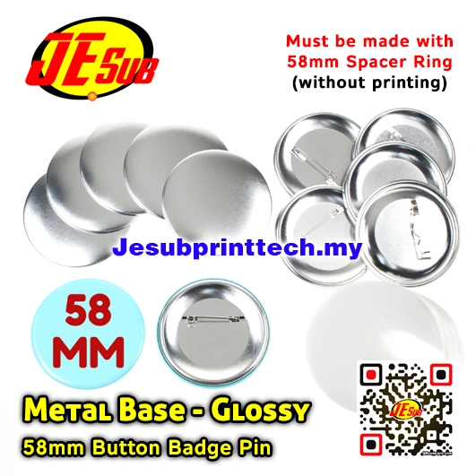 Lencana Pin Butang Tapak Logam 58mm | 58mm Metal Base Glossy Button ...