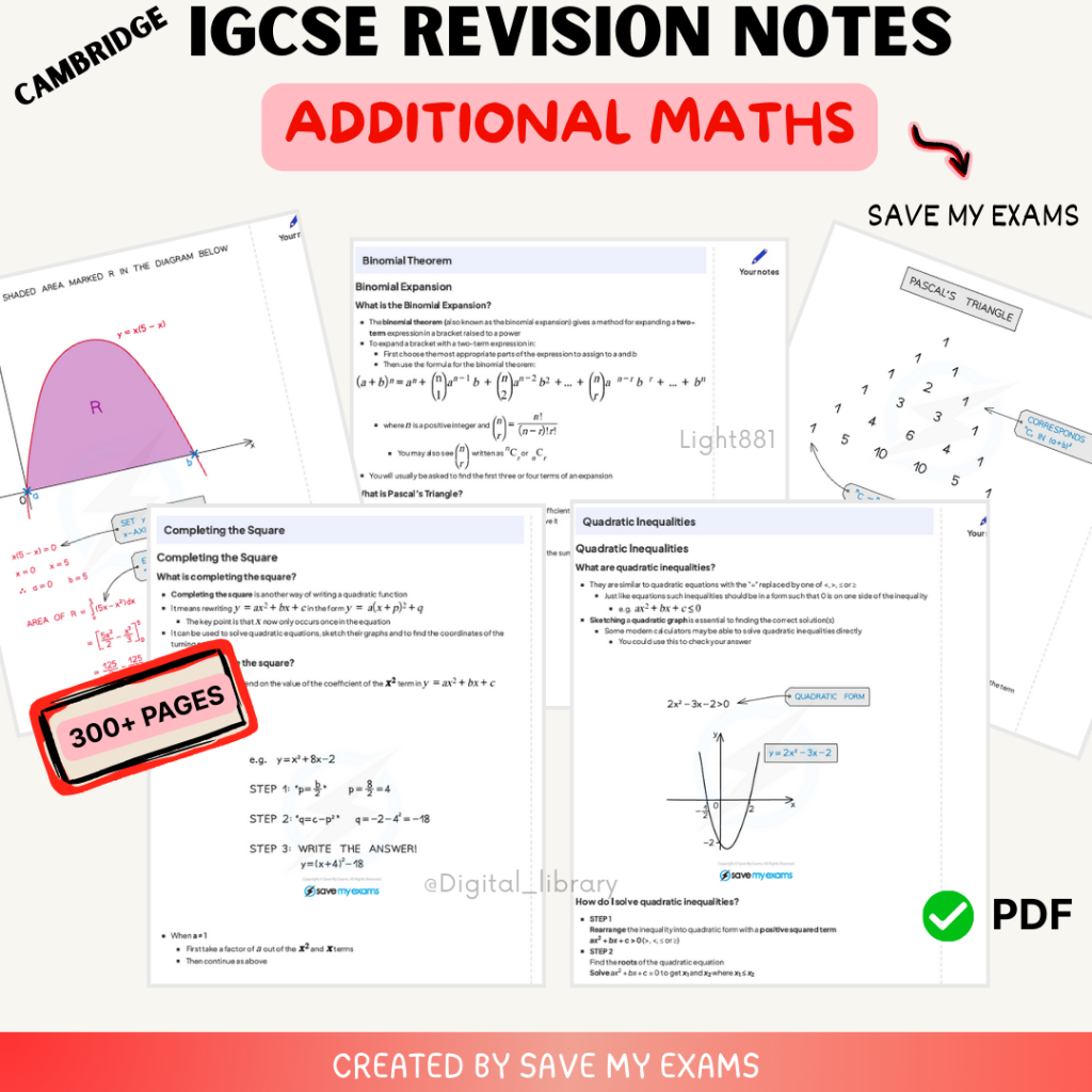 IGCSE Additional Maths Notes / Additional Mathematics Revision Notes ...