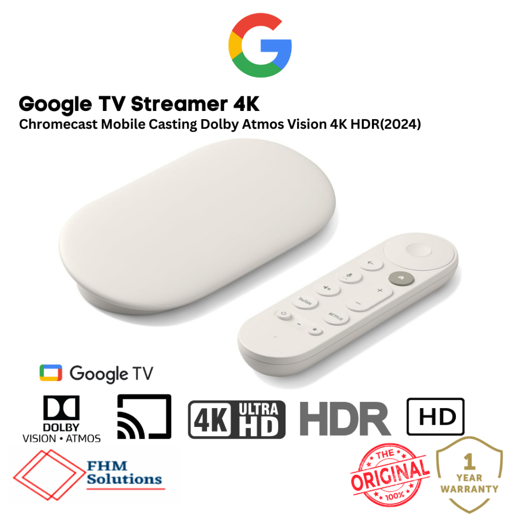 Google TV Streamer (4K) With Voice Remote 32GB-Porcelain | Shopee