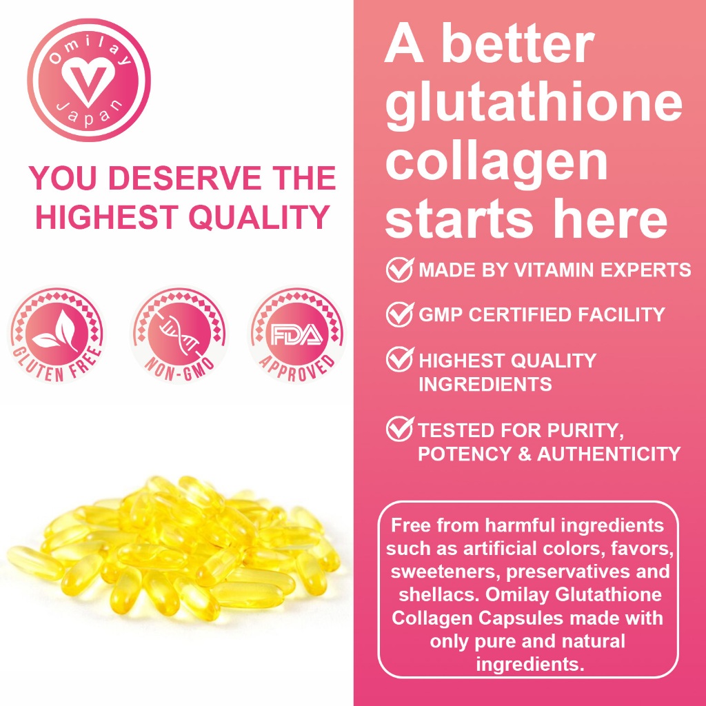 omilay glutathione Omilay Glutathione Collagen Capsules Anti-aging Skin Whitening Support Hair  and Nails Health