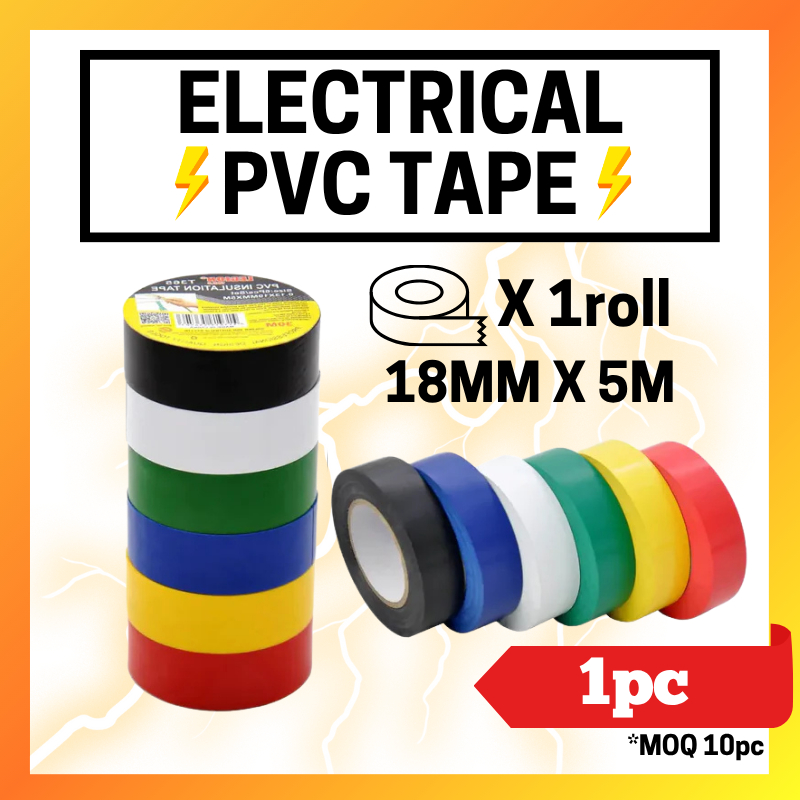 PVC Tape 18mm X 5m Electrical Wire Insulating Tape (Black Tape/Color ...