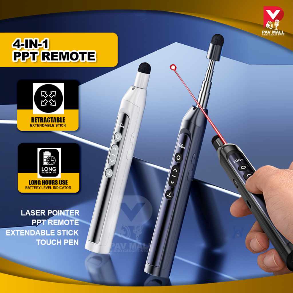 4-in-1 Presenter Laser Pointer | Red Laser + Touch Stylus + Stick + PPT ...