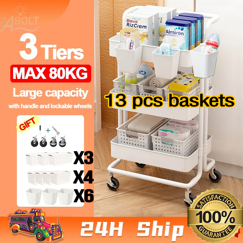 Ready Stock Full Set 3 tier Trolley Rack Quality Baby Storage Rack ...