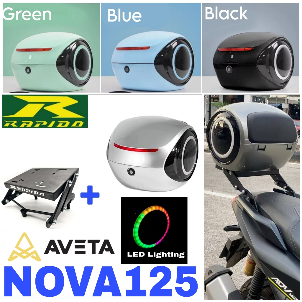 Combo Set Monorack Rapido AVETA NOVA 125 Top Box Alien ABS Tail Box ...