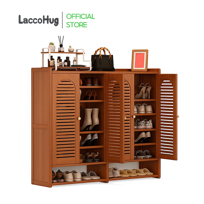 𝑳𝑨𝑪𝑪𝑶𝑯𝑼𝑮 Bamboo Shoe Cabinet Rak Kasut Bertutup Arched Shutter Door ...