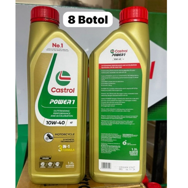 Castrol 4T Power1 10W-40 Motorcycle Engine Oil 4 Litre JASO MA-2 API SN