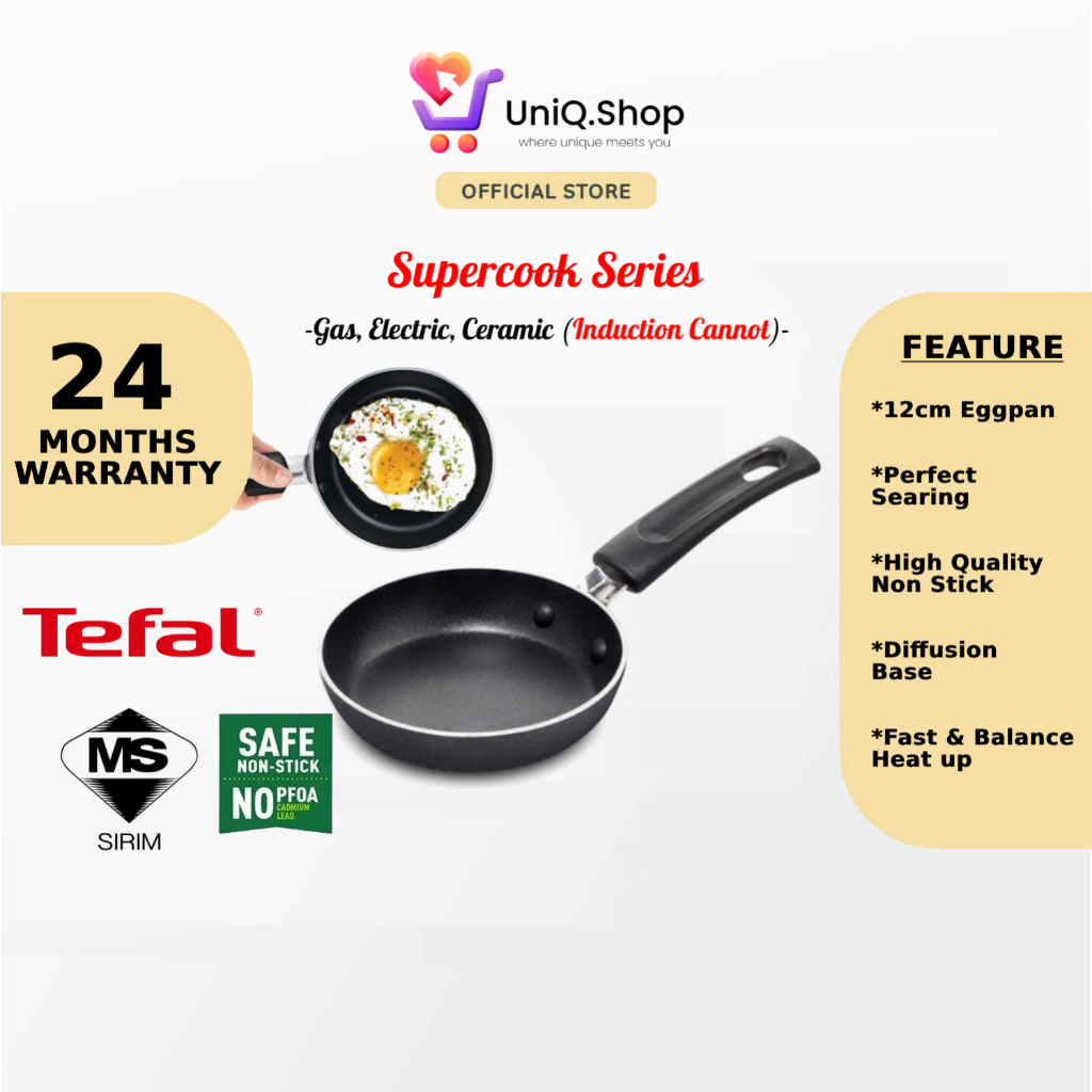 [New] Tefal Supercook Eggpan 12cm | B45900 (Non-Stick Kuali Small Fry ...