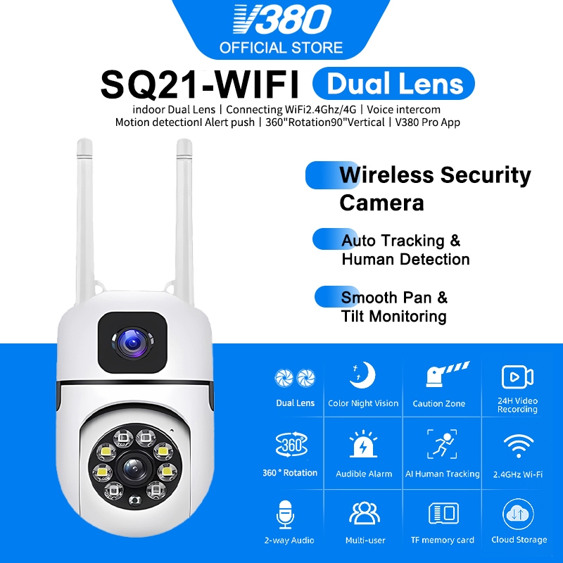 V380 Pro SQ21 Dual Lens CCTV Camera IP Security Needed Wireless indoor ...