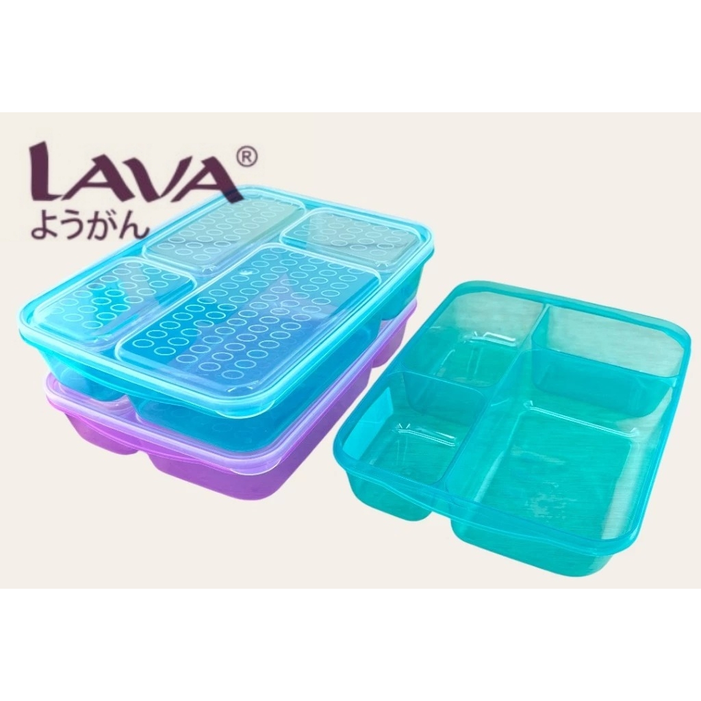 LAVA Lunch Box 1.6lt 4 Compartment, Assorted Colours | Shopee Malaysia